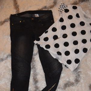 Black H&M Moto Skinny Low Ankle Jeans